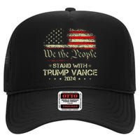 Trump Vance 2024 Vote Trump Retro Vintage Usa Flag Style High Crown Mesh Back Trucker Hat