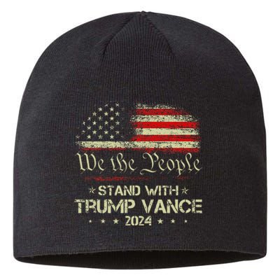 Trump Vance 2024 Vote Trump Retro Vintage Usa Flag Style Sustainable Beanie