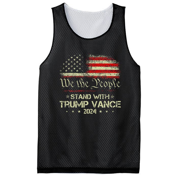 Trump Vance 2024 Vote Trump Retro Vintage Usa Flag Style Mesh Reversible Basketball Jersey Tank