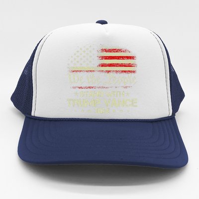 Trump Vance 2024 Vote Trump Retro Vintage Usa Flag Style Trucker Hat