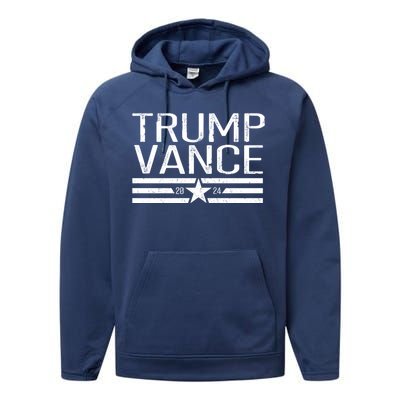 Trump Vance 2024 Star Vintage Performance Fleece Hoodie