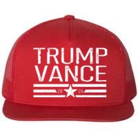 Trump Vance 2024 Star Vintage Flat Bill Trucker Hat