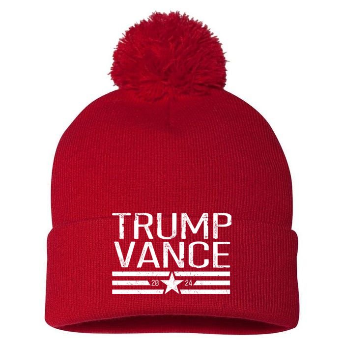 Trump Vance 2024 Star Vintage Pom Pom 12in Knit Beanie