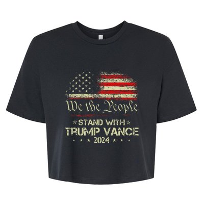 Trump Vance 2024 Vote Trump Retro Vintage Usa Flag Style Bella+Canvas Jersey Crop Tee