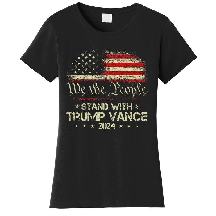 Trump Vance 2024 Vote Trump Retro Vintage Usa Flag Style Women's T-Shirt