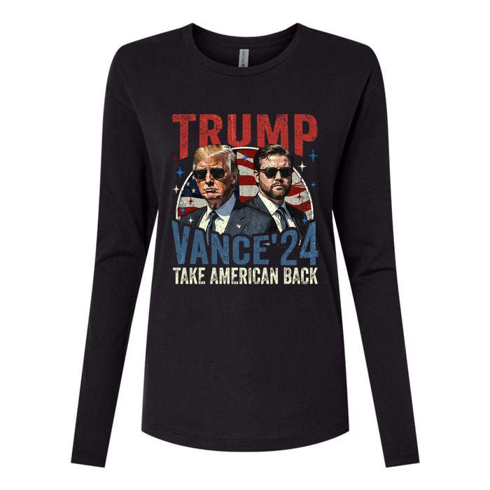 Trump Vance 2024 Donald Trump J.D. Vance Take America Back Womens Cotton Relaxed Long Sleeve T-Shirt