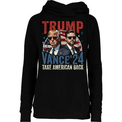 Trump Vance 2024 Donald Trump J.D. Vance Take America Back Womens Funnel Neck Pullover Hood