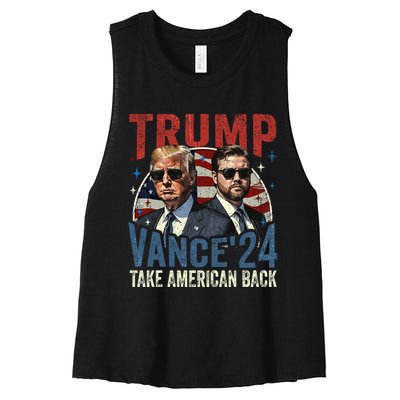 Trump Vance 2024 Donald Trump J.D. Vance Take America Back Women's Racerback Cropped Tank