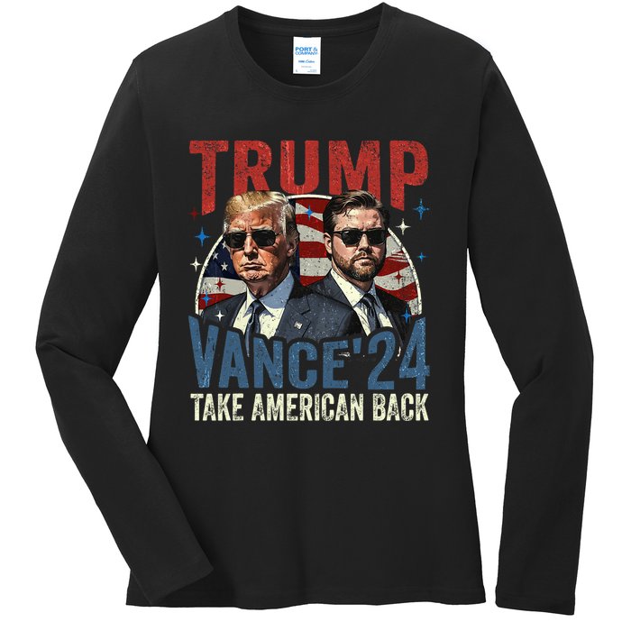 Trump Vance 2024 Donald Trump J.D. Vance Take America Back Ladies Long Sleeve Shirt