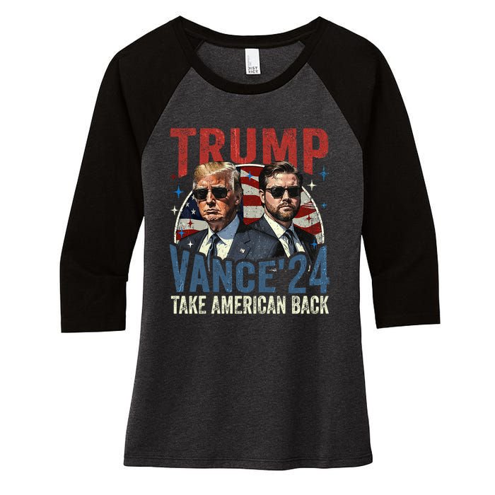 Trump Vance 2024 Donald Trump J.D. Vance Take America Back Women's Tri-Blend 3/4-Sleeve Raglan Shirt