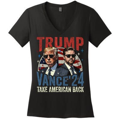 Trump Vance 2024 Donald Trump J.D. Vance Take America Back Women's V-Neck T-Shirt