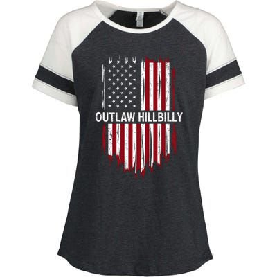 Trump Vance 2024 J D Vance Outlaw Hillbilly American Flag Funny Gift Enza Ladies Jersey Colorblock Tee