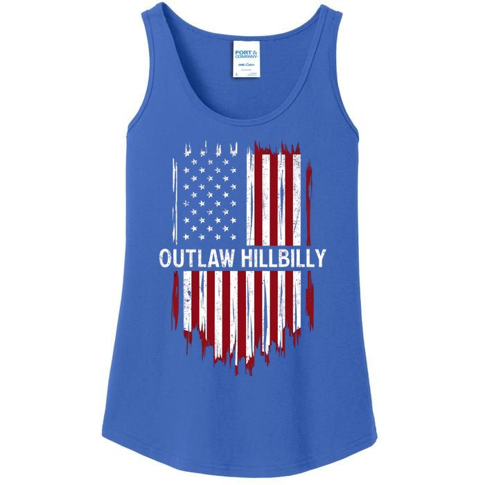 Trump Vance 2024 J D Vance Outlaw Hillbilly American Flag Funny Gift Ladies Essential Tank