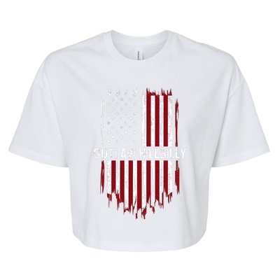 Trump Vance 2024 J D Vance Outlaw Hillbilly American Flag Funny Gift Bella+Canvas Jersey Crop Tee