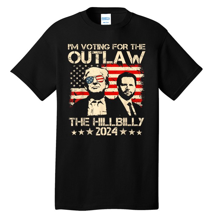 Trump Vance 2024 Outlaw Hillbilly Us Flag Vintage Tall T-Shirt