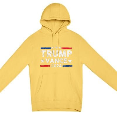 Trump Vance 2024 Us Flag Vintage Election President 2024 Gift Premium Pullover Hoodie