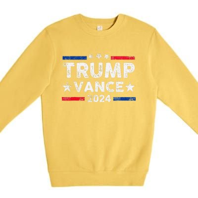 Trump Vance 2024 Us Flag Vintage Election President 2024 Gift Premium Crewneck Sweatshirt