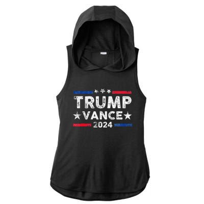 Trump Vance 2024 Us Flag Vintage Election President 2024 Gift Ladies PosiCharge Tri-Blend Wicking Draft Hoodie Tank