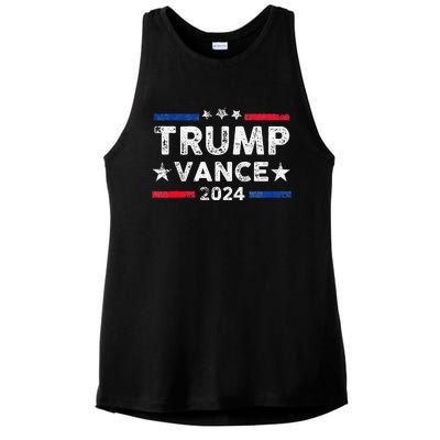 Trump Vance 2024 Us Flag Vintage Election President 2024 Gift Ladies PosiCharge Tri-Blend Wicking Tank