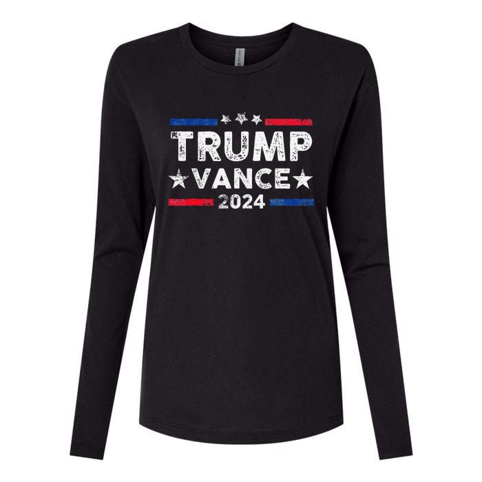 Trump Vance 2024 Us Flag Vintage Election President 2024 Gift Womens Cotton Relaxed Long Sleeve T-Shirt