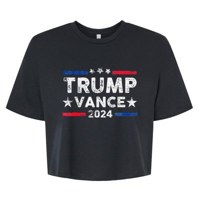 Trump Vance 2024 Us Flag Vintage Election President 2024 Gift Bella+Canvas Jersey Crop Tee