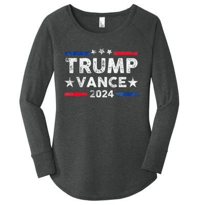 Trump Vance 2024 Us Flag Vintage Election President 2024 Gift Women's Perfect Tri Tunic Long Sleeve Shirt