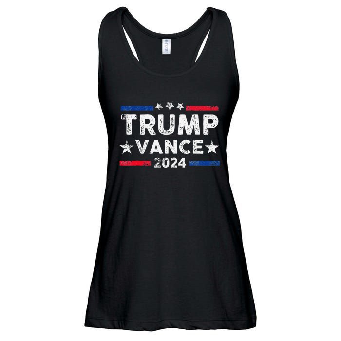 Trump Vance 2024 Us Flag Vintage Election President 2024 Gift Ladies Essential Flowy Tank