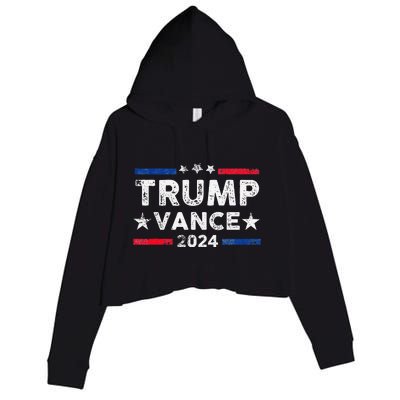 Trump Vance 2024 Us Flag Vintage Election President 2024 Gift Crop Fleece Hoodie