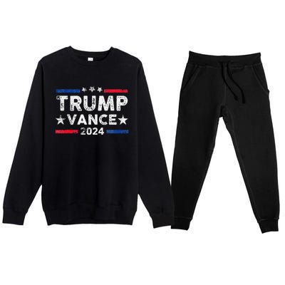 Trump Vance 2024 Us Flag Vintage Election President 2024 Gift Premium Crewneck Sweatsuit Set