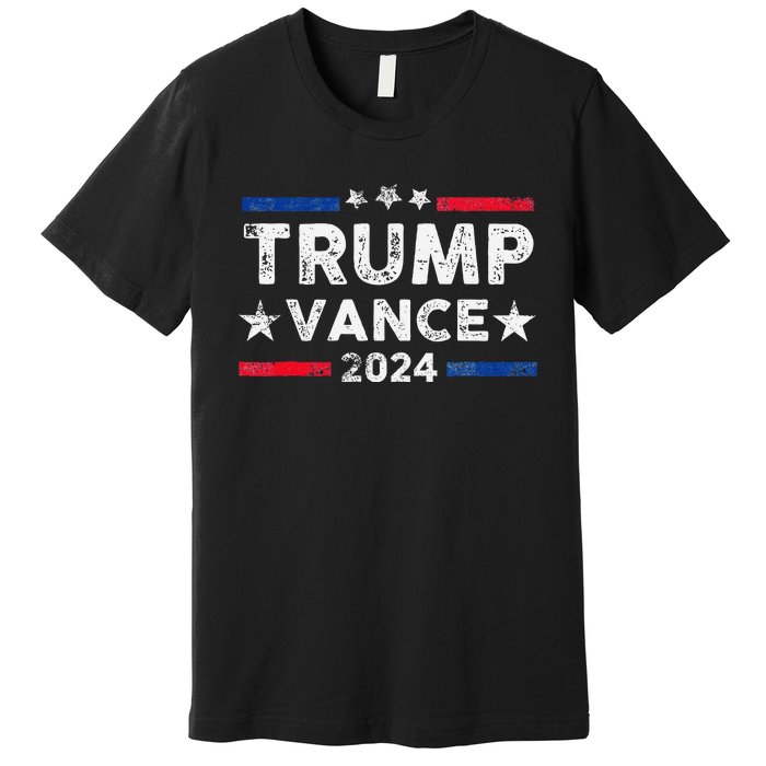 Trump Vance 2024 Us Flag Vintage Election President 2024 Gift Premium T-Shirt