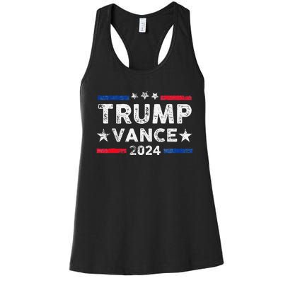 Trump Vance 2024 Us Flag Vintage Election President 2024 Gift Women's Racerback Tank