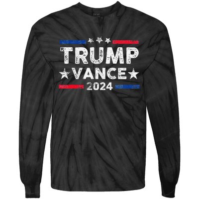 Trump Vance 2024 Us Flag Vintage Election President 2024 Gift Tie-Dye Long Sleeve Shirt