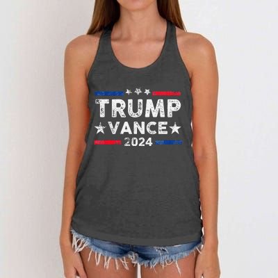 Trump Vance 2024 Us Flag Vintage Election President 2024 Gift Women's Knotted Racerback Tank