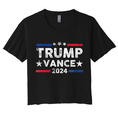 Trump Vance 2024 Us Flag Vintage Election President 2024 Gift Women's Crop Top Tee