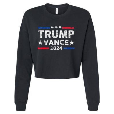 Trump Vance 2024 Us Flag Vintage Election President 2024 Gift Cropped Pullover Crew