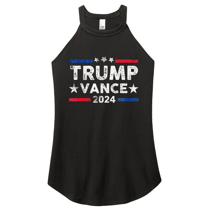 Trump Vance 2024 Us Flag Vintage Election President 2024 Gift Women's Perfect Tri Rocker Tank