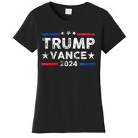 Trump Vance 2024 Us Flag Vintage Election President 2024 Gift Women's T-Shirt