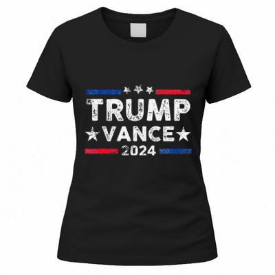 Trump Vance 2024 Us Flag Vintage Election President 2024 Gift Women's T-Shirt