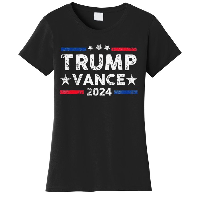 Trump Vance 2024 Us Flag Vintage Election President 2024 Gift Women's T-Shirt