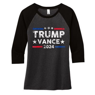 Trump Vance 2024 Us Flag Vintage Election President 2024 Gift Women's Tri-Blend 3/4-Sleeve Raglan Shirt