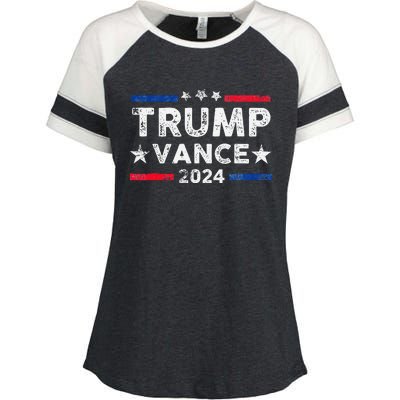 Trump Vance 2024 Us Flag Vintage Election President 2024 Gift Enza Ladies Jersey Colorblock Tee