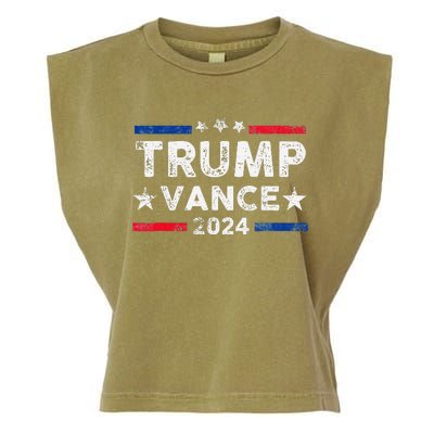 Trump Vance 2024 Us Flag Vintage Election President 2024 Gift Garment-Dyed Women's Muscle Tee