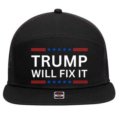 Trump Vance 2024 Election Will Fix It 7 Panel Mesh Trucker Snapback Hat