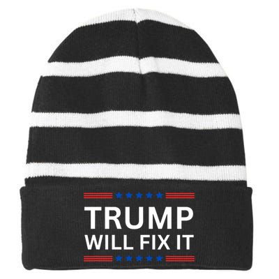 Trump Vance 2024 Election Will Fix It Striped Beanie with Solid Band