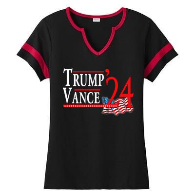 Trump Vance 2024 President Trump Supporter Re Election Ladies Halftime Notch Neck Tee