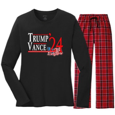 Trump Vance 2024 President Trump Supporter Re Election Women's Long Sleeve Flannel Pajama Set 