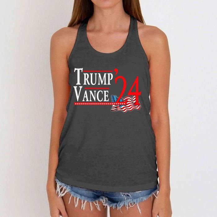 Trump Vance 2024 President Trump Supporter Re Election Women's Knotted Racerback Tank