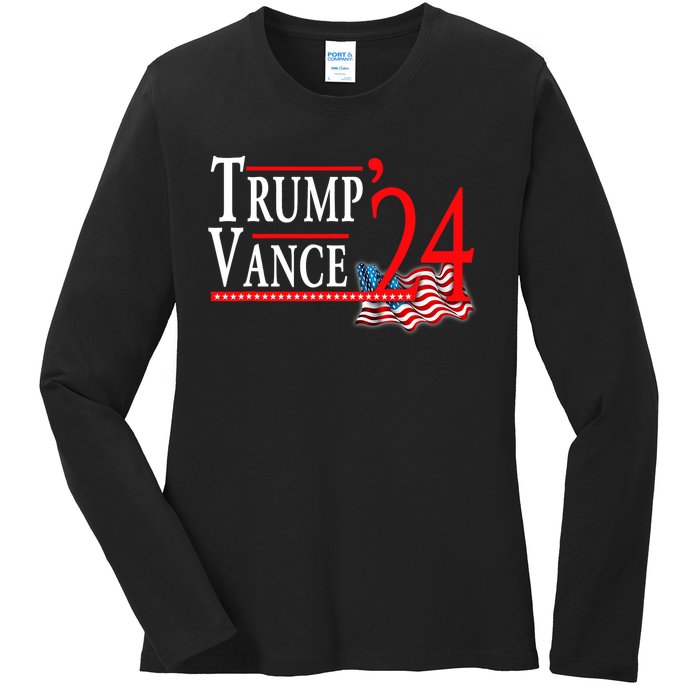 Trump Vance 2024 President Trump Supporter Re Election Ladies Long Sleeve Shirt