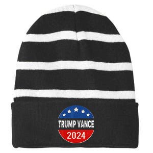 Trump Vance 2024 For President Vp Usa Republican Election Striped Beanie with Solid Band