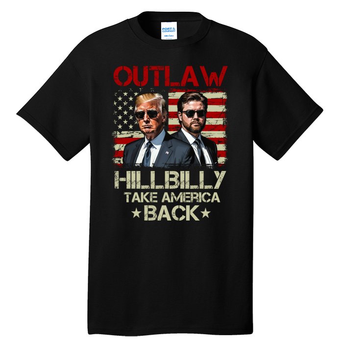 Trump Vance 2024 Outlaw Hillbilly Us Flag Vintage Tall T-Shirt